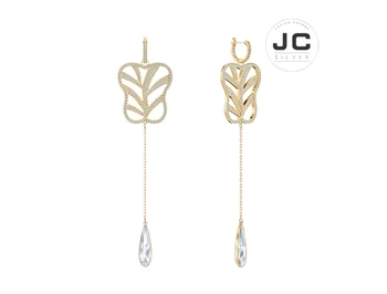 

New Fashion Charms Silver 925 Original Copy Female Jewelry,SWAn MY HERO Palm-leaf Fan Intellectual Swaying Earrings With Logo