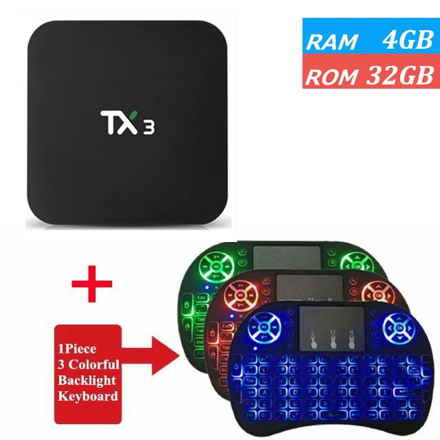 TX3 Amlogic S905X3 Android 9,0 ТВ приставка 4G ram 32GB 64GB rom четырехъядерный 2,4G/5 GHz Wifi BT H.265 2G 16G 8K медиаплеер - Цвет: 4G 32G I8 Backlit