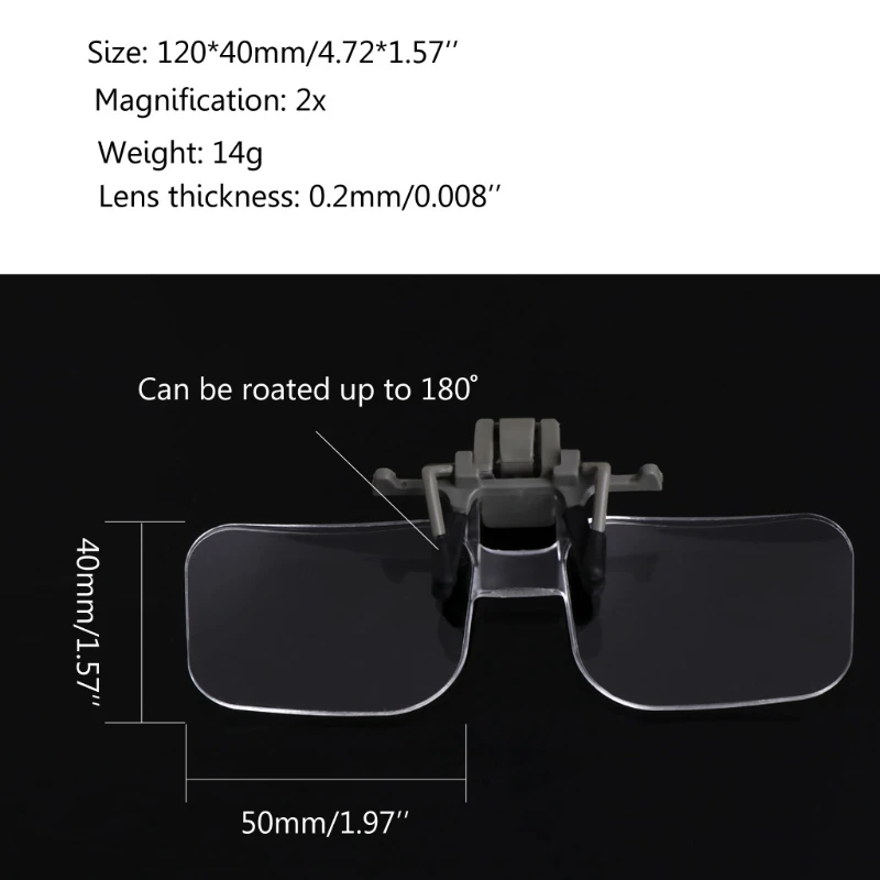 

2X Glasses Style Magnifier Magnifying Glass with Clip For Reading 831B