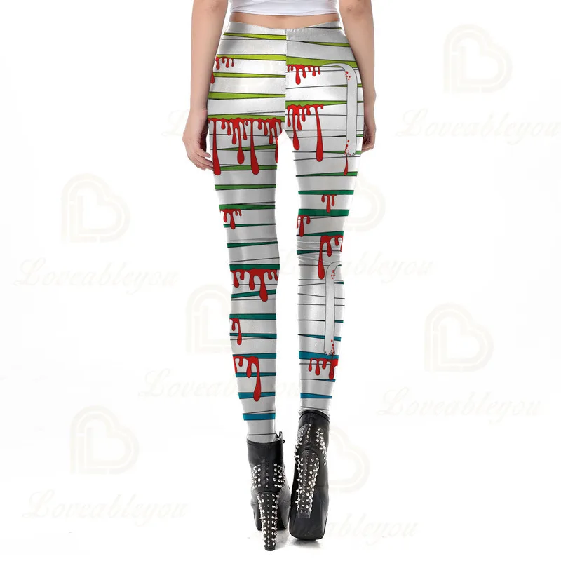 Halloween 2020 New Leggings Sport Women Fitness Blood Stain Printing Waist Legging Running Sports Athletic Pants Trouser