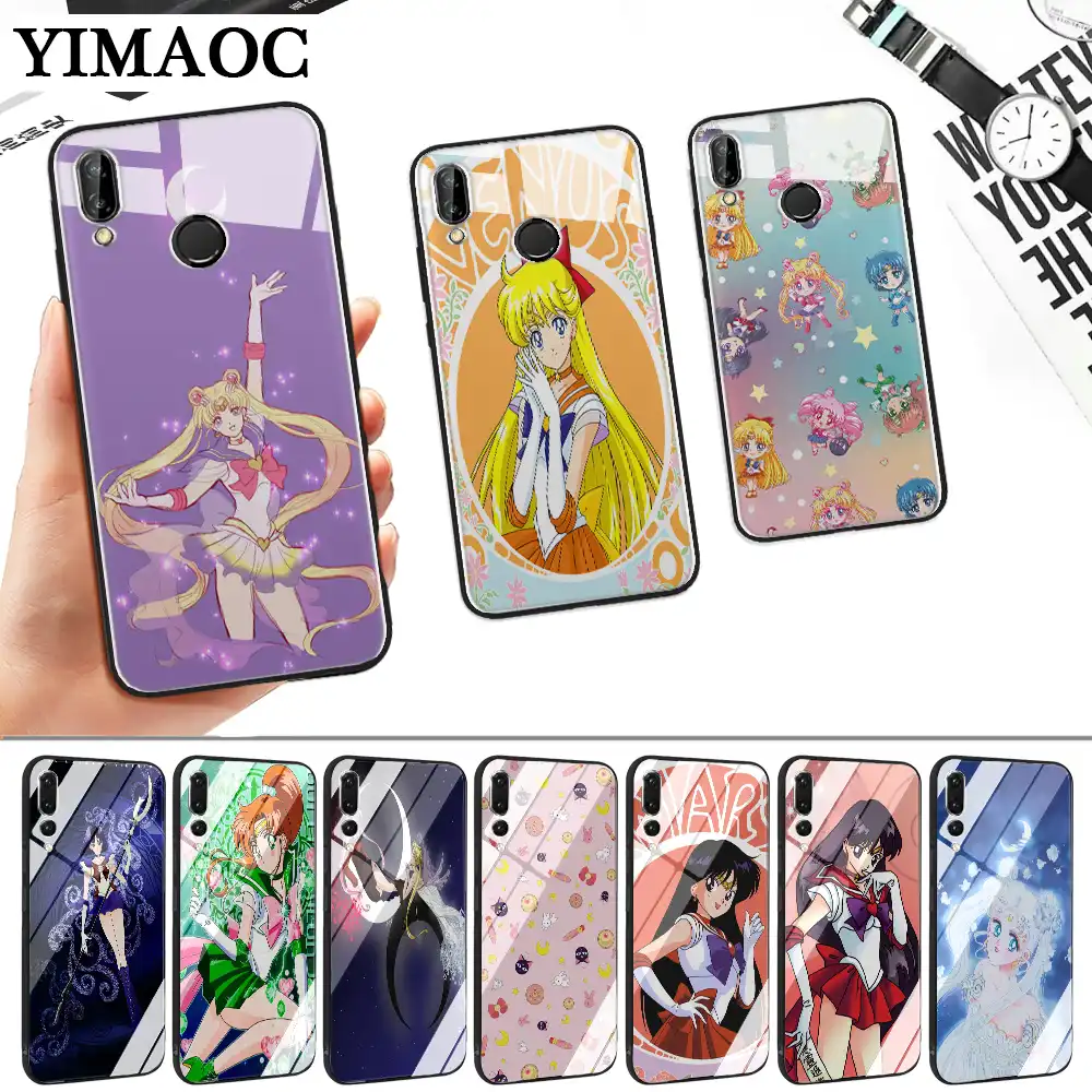 Sailor Moon Wallpaper Glass Case For Huawei P10 P P30 Lite Pro P Smart Y6 Prime Y93 Mate Fitted Cases Aliexpress