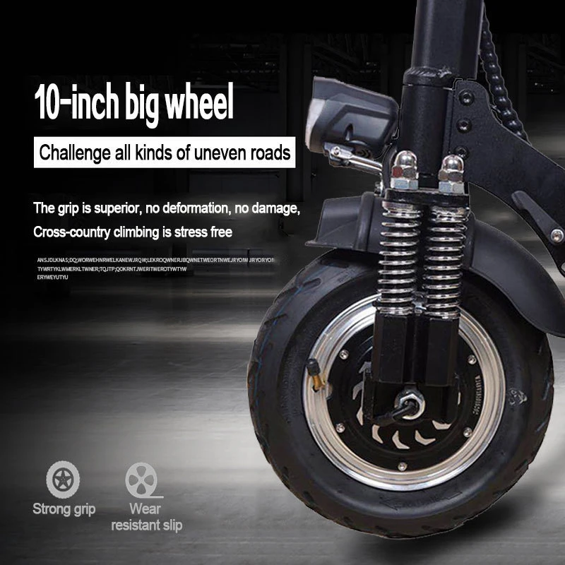 10-дюймовая шпилька для внедорожный Электрический скутер для взрослых 48V 1000W мощная складываемый Электрический велосипед Скутер