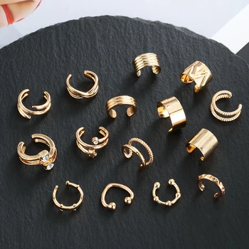 

Elegant Gold Ear Clips Cartilage Not Pierced Ear Wrap Earcuff Pliers Punk C Shape Cross Clip On Earrings Circle Ear Cuff Women