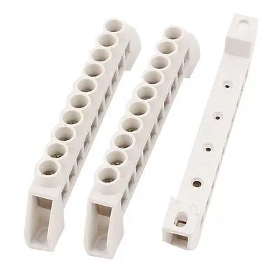 

White Plastic Single Row 10 Position Wire Connector Screw Terminal Block 3pcs