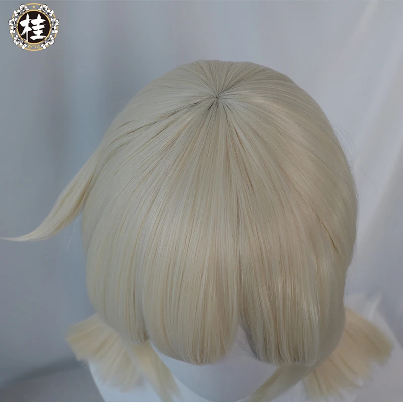 UWOWO Game Genshin Impact Klee Fleeing Sunlight Cosplay Wig Spark Knight Red Burny Girl 40cm Cream gold Twin tail Hair