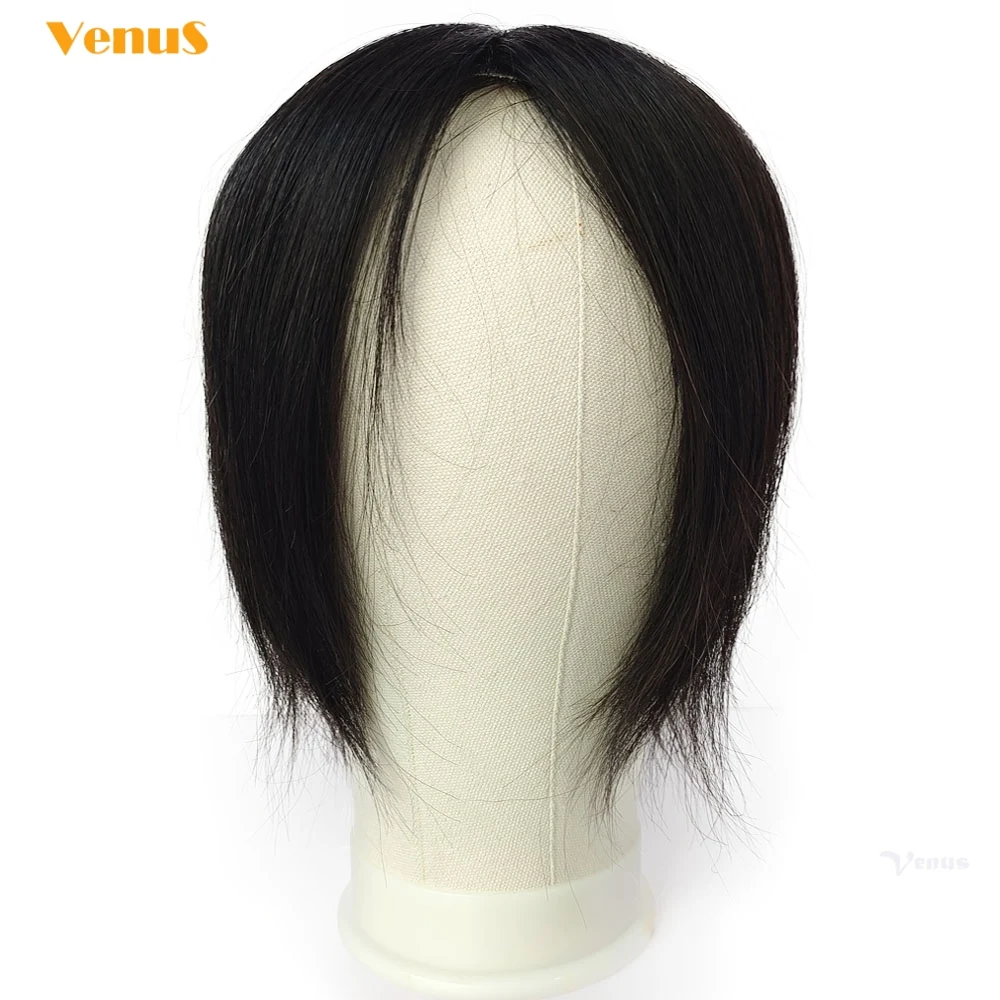 16x18cm Human Hair Big Topper 2cmPU+Breathable Net Silk Skin Base Toupee For Women Natural Hair Half Wig 6.4\'\'x7.2\'\' Hairpieces