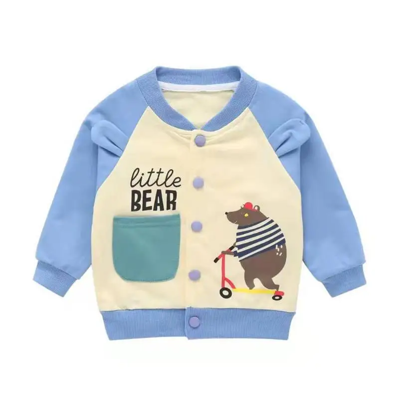 Light Blue Модное детское пальто для мальчиков и девочек удобная и мягкая Корейская одежда с длинными рукавами и рисунком льва из мультфильма зимняя повседневная одежда для отдыха - Цвет: Light Blue