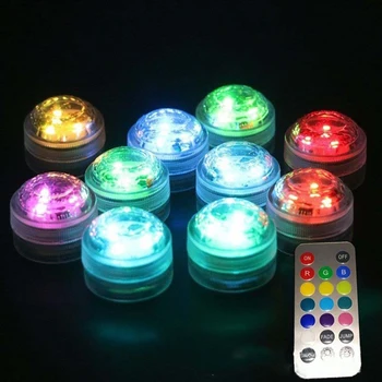 

10pcs LED Light Remote Control Diving Light Fish Tank Light Bath Light Landscape Light Vase Light Waterproof Party Confession