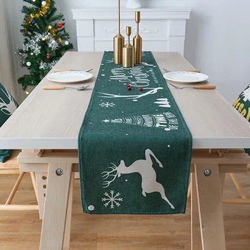 

Christmas New Year Party Table Tablecloth Runner Cotton Linen Nordic Style Art Coffee Table TV Home Table Cover Drop Shipping