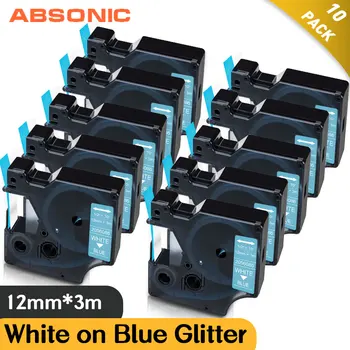 

10PK 12mm*3m White on Blue Glitter 2056086 Flash Label Tape for DYMO COLORPOP Cartridge Cassette Ribbon Compatible LabelManager