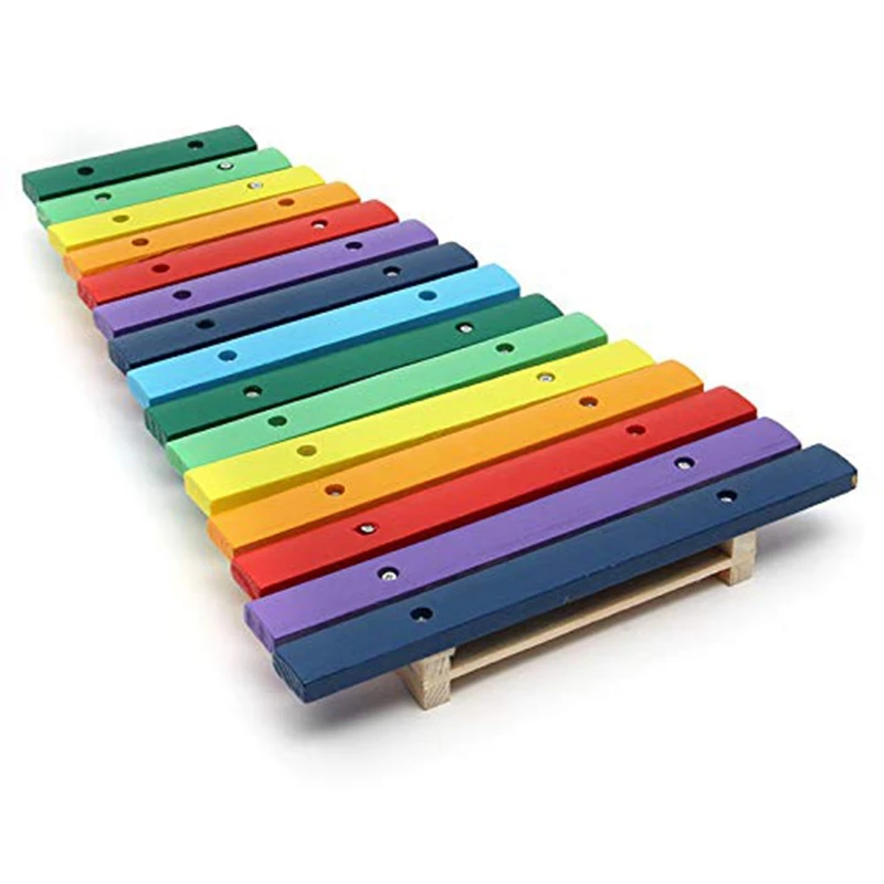 15 тон красочные деревянные Glockenspiel ксилофон образовательный ударный музыкальный инструмент игрушка Образование Музыкальные инструменты