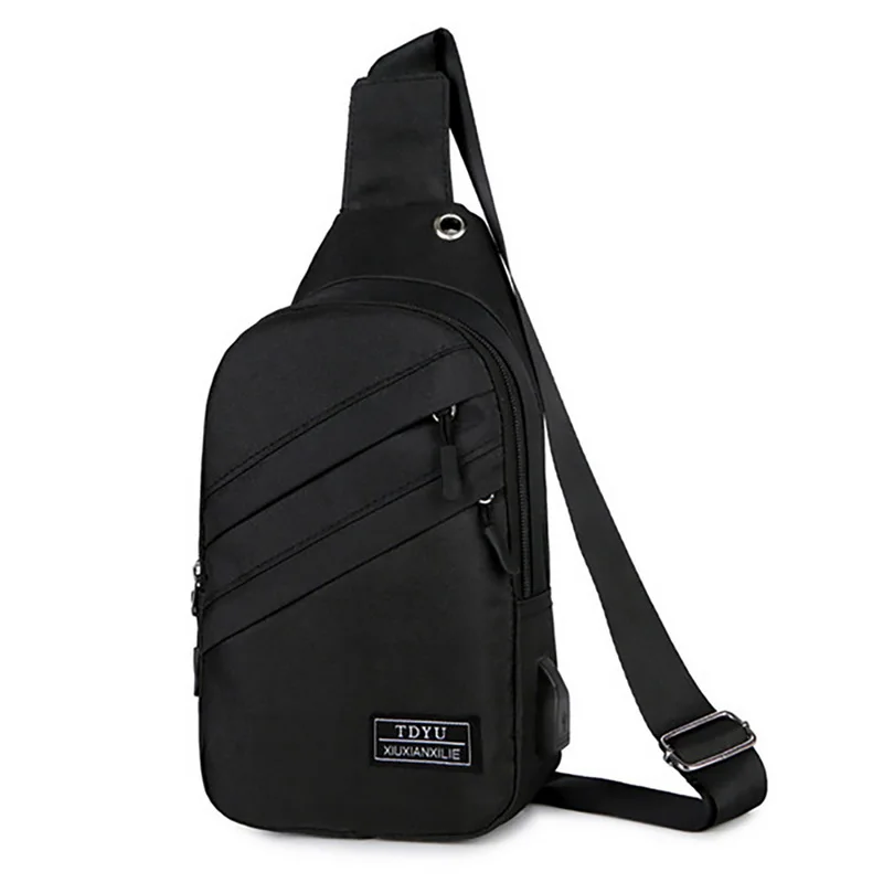 Мужские Водонепроницаемые нагрудные сумки Pui, модные мужские сумки через плечо с интерфейсом, модные спортивные сумки с защитой от кражи - Цвет: Black 1