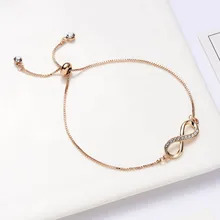 Перевернутый в форме восьмерки браслет со стразами браслет из золота и серебра Регулируемый Браслет для леди темперамент подарки