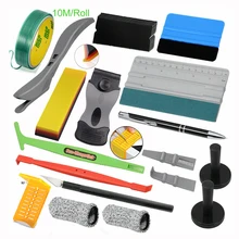 FOSHIO accesorios para automóvil Kit de envolver herramientas de pegatinas de fibra de carbono vinilo película opaca para ventana raspador de escobilla de goma Knifeless cinta