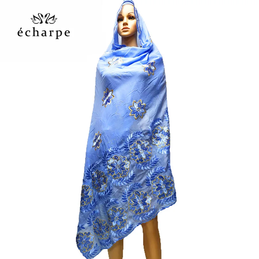 Мусульманский вышитый Африканский женский хлопковый шарф, красивый и экономичный, хлопковый большой женский шарф для шали