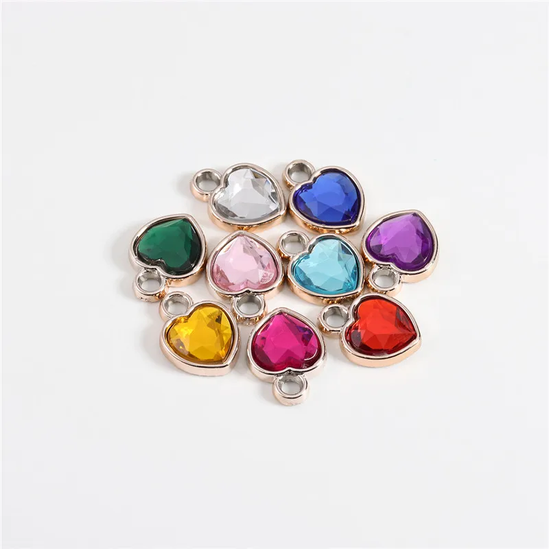 Louleur 7 шт./лот CCB Красочные Стразы кулон для Diy Шарм изготовление браслета ожерелья для женщин ювелирных изделий - Окраска металла: small heart