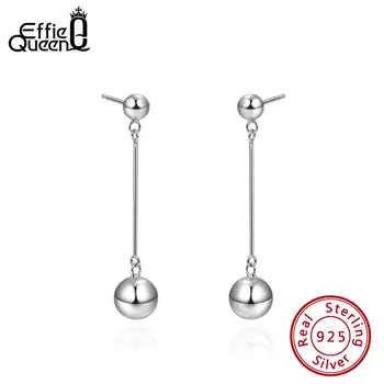 

Effie Queen 925 Sterling Silver Drop Earrings Women Simple Round Beads Chain Dangle Earring Female Jewelry Accessories TSE143