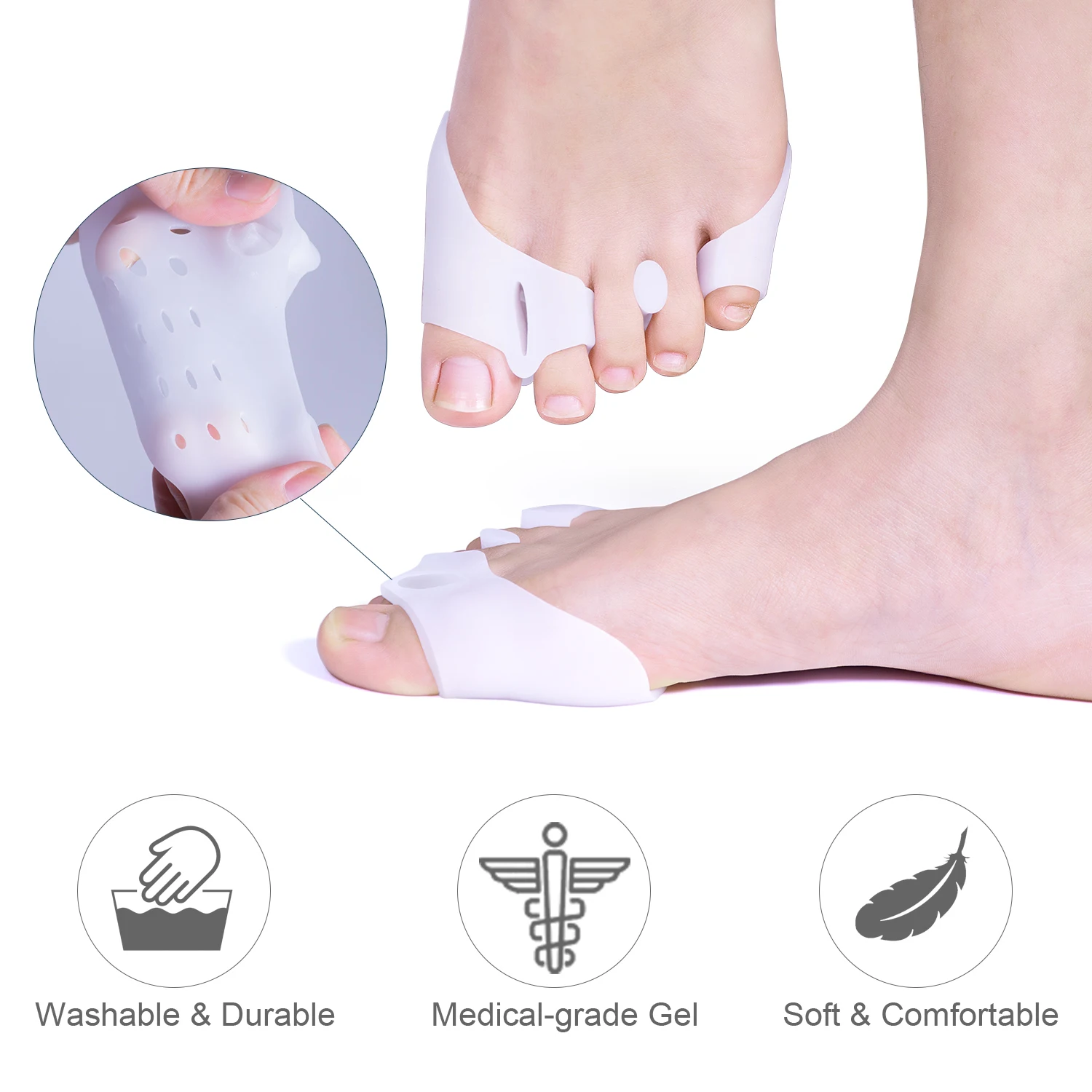 2pcs/pair Forefoot Pads Spreader For Bunion Corns Overlapping Toe Separator Ball of Foot Cushions Hallux Valgus Foot Care Tools