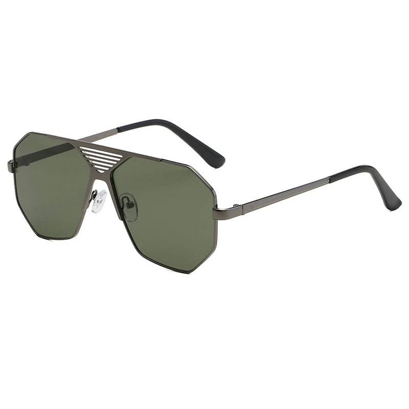 C2 Gun DarkGreen Мужские многоугольные солнцезащитные очки, женские европейские стимпанк брендовые негабаритные новые металлические полые градиентные трендовые солнцезащитные очки UV400 Мужские gafas de - Цвет линз: C2 Gun DarkGreen