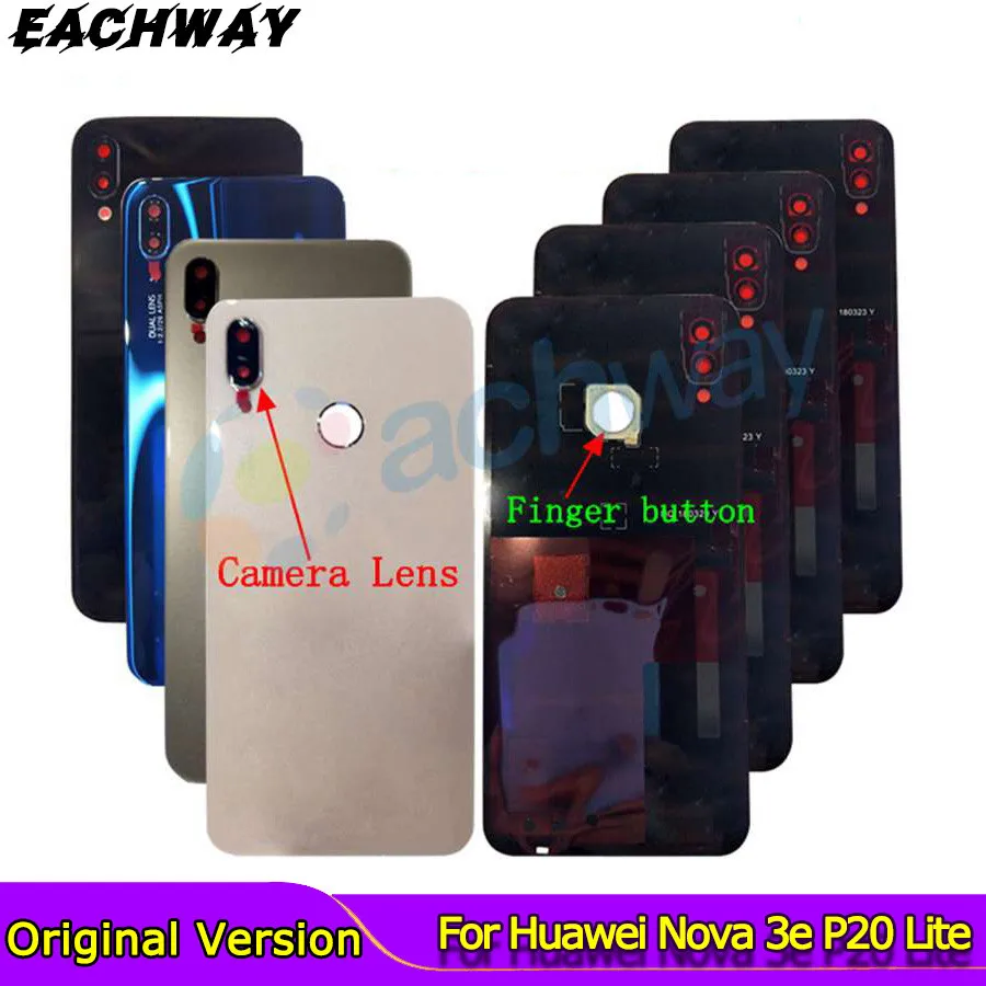 Стеклянная крышка задней батареи + объектив камеры для Huawei P20 Lite аккумулятора Nova 3e