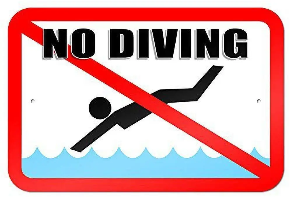 

NOT No Diving - Pool Area Road Tin Retro Sign Vintage Metal Poster Plaque Warning Signs Iron Art Hanging Wall