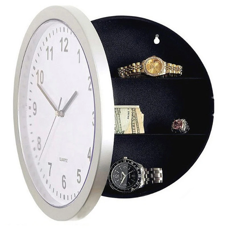 Круглые Настенные часы в форме коробка для хранения ювелирных изделий скрытый Сейф скрытый настенный Копилка секретная коробка для денег