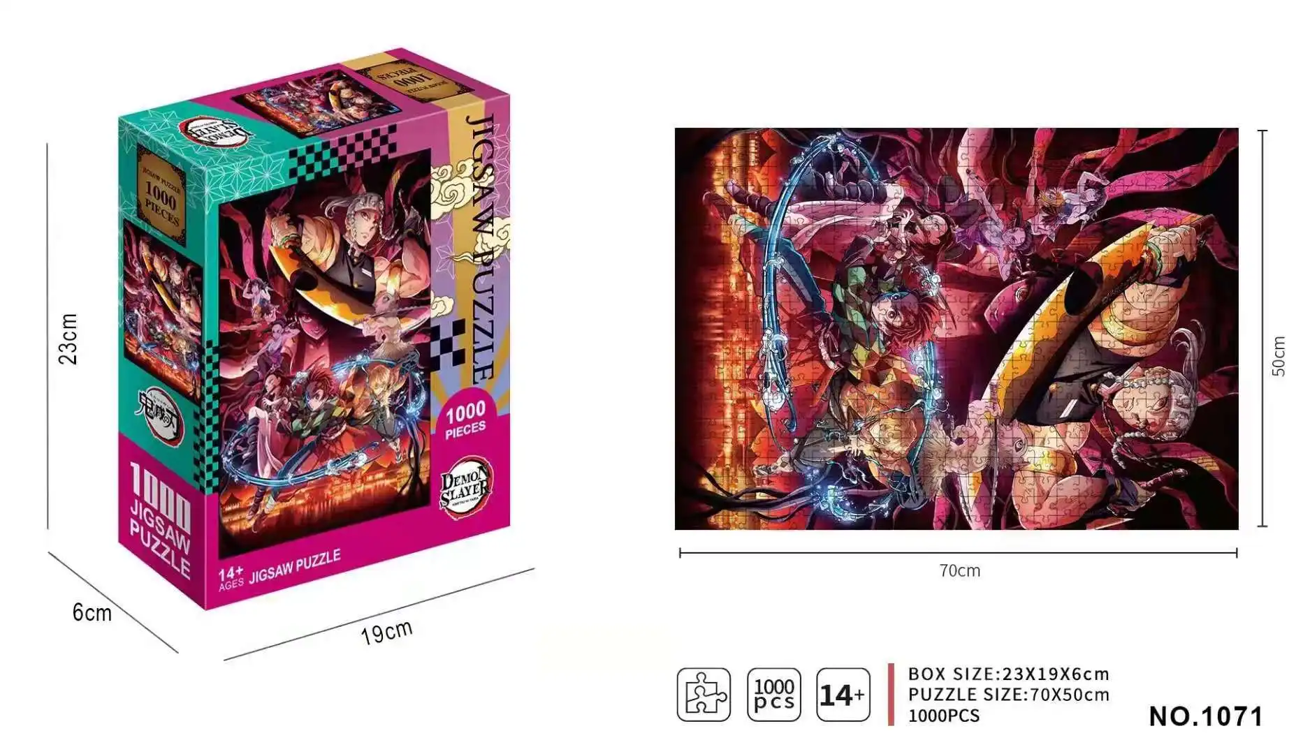 Anime Jigsaw Puzzle 500pcs 1000pcs Demon Slayer Age 14+ Christmas Gift 6