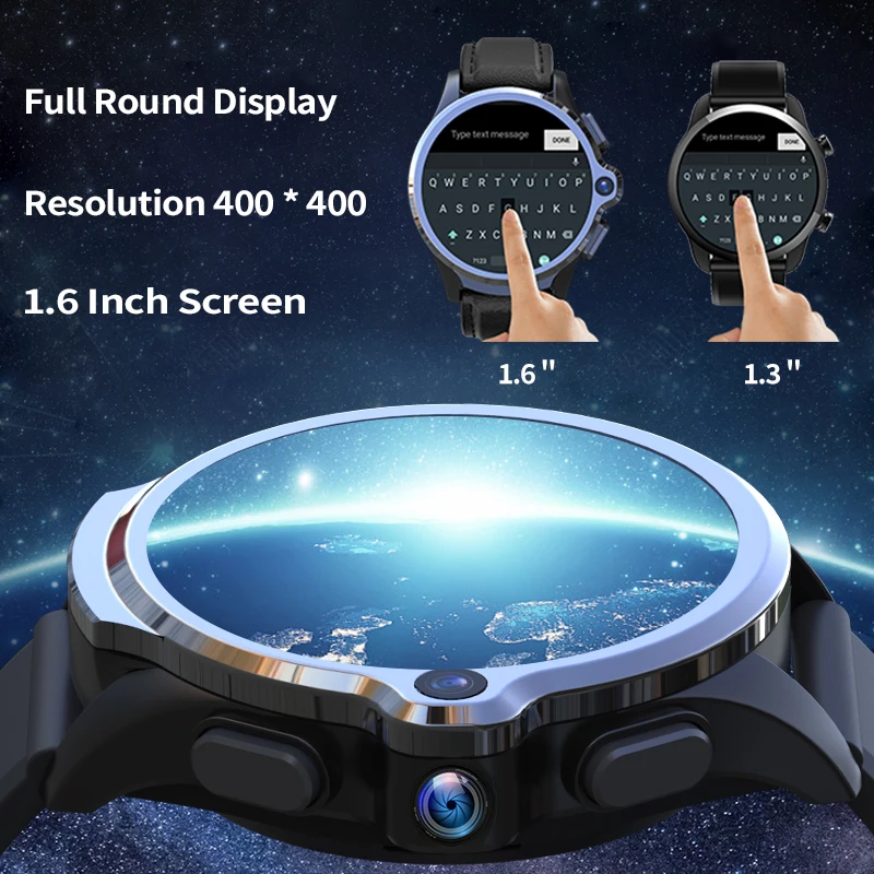 Bluetooth Smart Watch Phone Men 1260mAh Battery Dual Camera 8.0MP Face ID Unclok 1.6 Inch 4G Android Wireless Smartwatch GPS