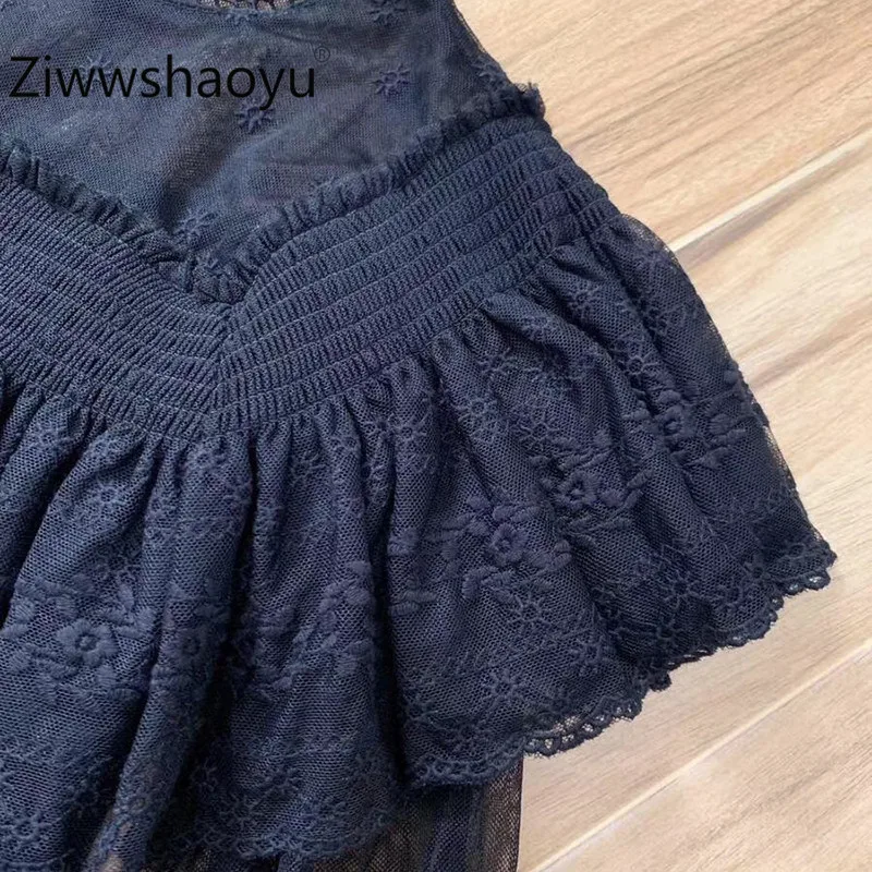 Ziwwshaoyu Подиум Boho Woemn's Mesh Мини платья изысканная вышивка необычное платье для вечеринки