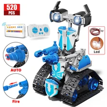 

2022 New 520Pcs City Remote Control Robot LED Bricks USB Function RC Robot APP Building Blocks Toys For Children New Year Gifts