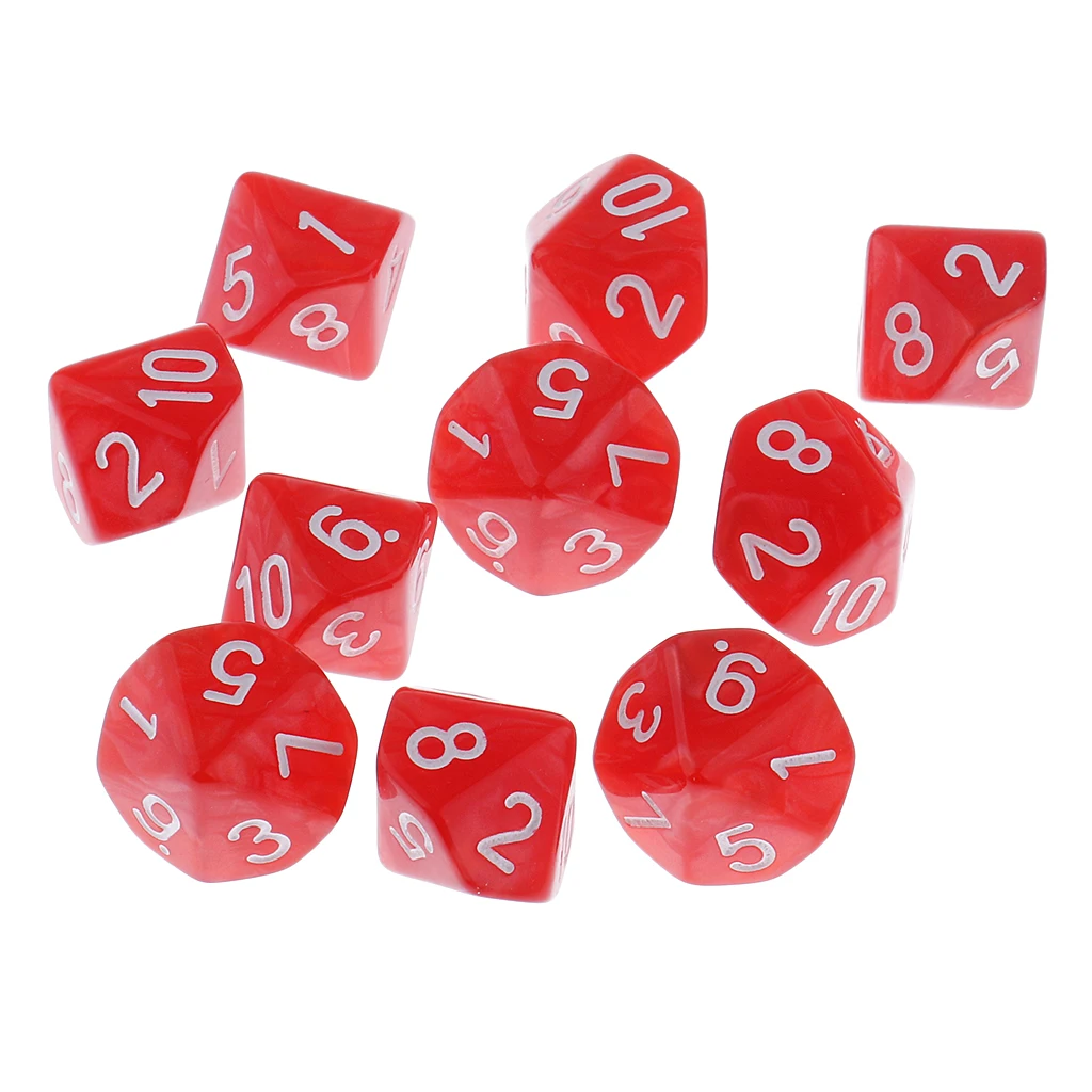10 Pieces Plastic 10-sided Dice D10 for Party Bar Game Accessory