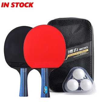 

Table Tennis Racket Set Long Handle 1 Pair Professional Table Tennis Ping Pong Racket Paddle Bat+3pcs Balls Bag Set