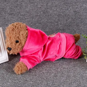 

Pet Thickening Velvet 4-legged Clothes Cold Weather Hooded Warm Autumn And Winter Coat For Dogs