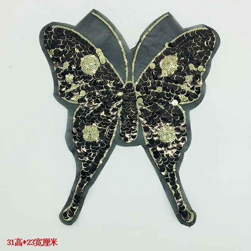 Tanio Duże motylkowe cekiny naszywki naszywki naszywki DIY haftowane Bling sklep