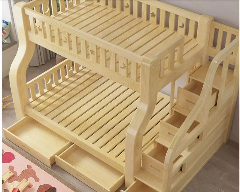 Children's bed upper and lower beds double bunk bed solid wood mother and child adult two storey high low pine stagg