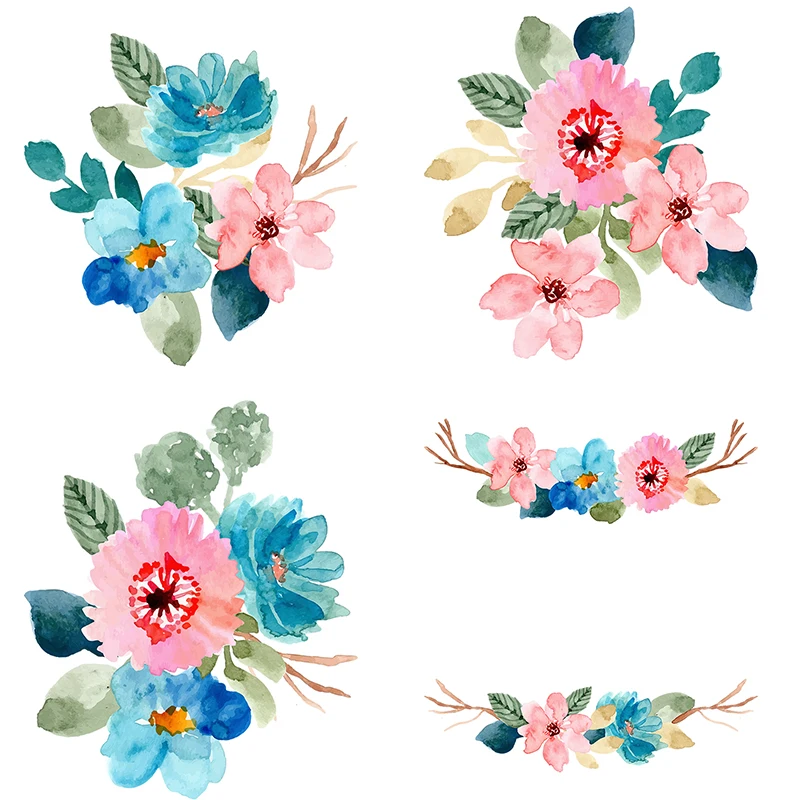 

QCF22 Elegant Watercolor Flower Family Decoration Sticker Laptop Toilet Children's Gift Decal