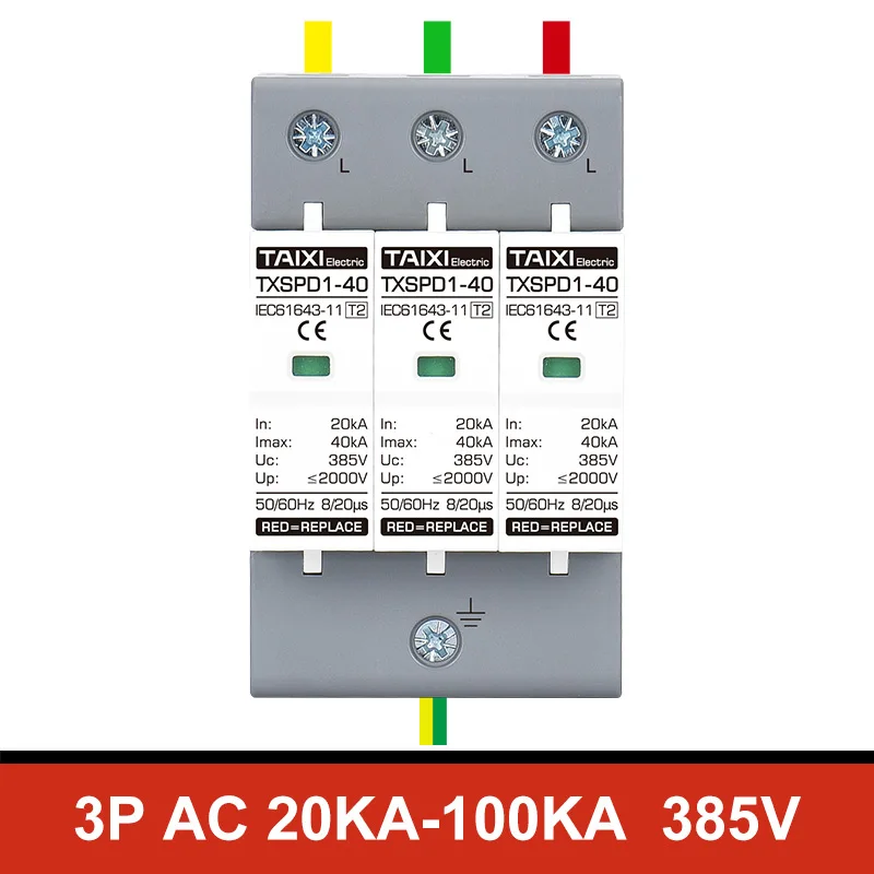 AC SPD Surge Protector Type 2 Switch Photovoltaic Inverter Battery Lightning Protection AC275V AC385V DC500V