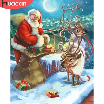 

HUACAN DIY Santa Claus Pictures By Number Kits Home Decor Painting By Numbers Christmas Drawing On Canvas HandPainted Art Gift