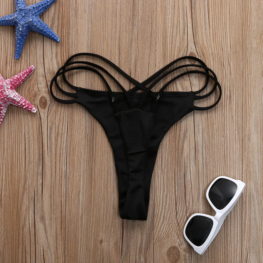 Sexy Women Bikini bottom solid color G-String Brazilian Thongs Swimwear high waist Swimsuit Bottom swimming shorts for ladies