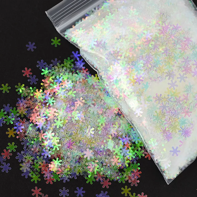 50G 1bag All White Glitter Shapes- Polyester Glitters - Opal Iridescent Rainbow White Glitter Chunky Nail Art Clear Iridescent 12