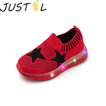 

JUSTSL Fall New Kids Flash Lamp Shoes Children Sports Shoes LED Light-up Boys Girls Sneakers Size 22-31