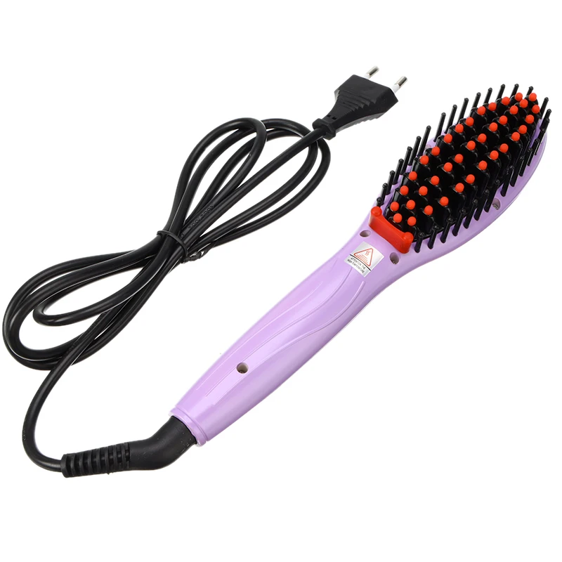 purple EU plug 110 V-220 V Керамика электрическая расческа для выпрямления волос, щетка для сухой и влажной уборки быстрые выпрямители для волос, расческа женские Уход за волосами Инструменты для укладки волос - Цвет: purple EU plug
