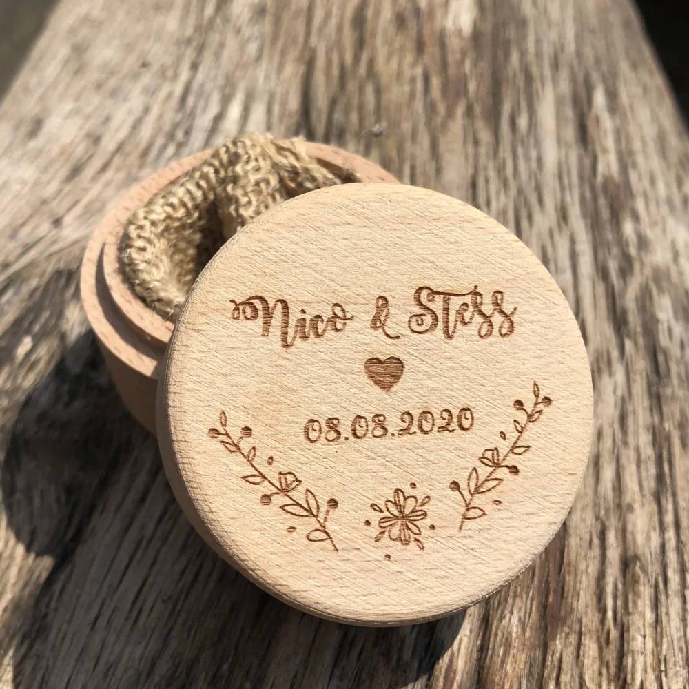 Personalized Rustic Wedding Wooden Ring Box Holder Custom Bride Groom Name Date Bearer Box Engagement Anniversary Gift (5)