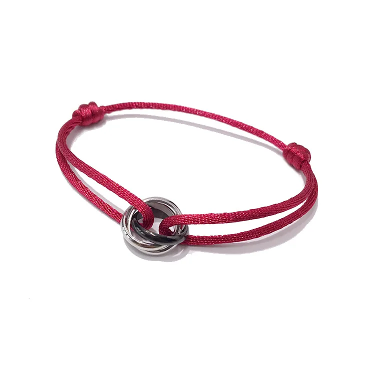 J. hanghe, регулируемый веревочный браслет из нержавеющей стали, женские браслеты для бренда, женские классические ювелирные изделия, три круга, разноцветный веревочный браслет