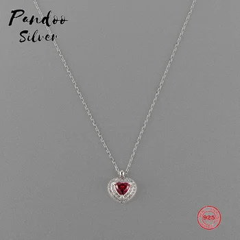 

Fashion Charm Pure 925 Silver Original 1:1 Copy, Jump Crystal Color Romantic Love Pendant Necklace Female Luxury Jewelry Gifts