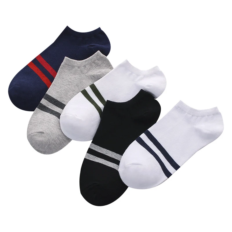 Men Casual Cotton Shallow Mouth Short Sock Solid Color Stripe Thin Socks Absorb Sweat Deodorant Hosiery | Мужская одежда
