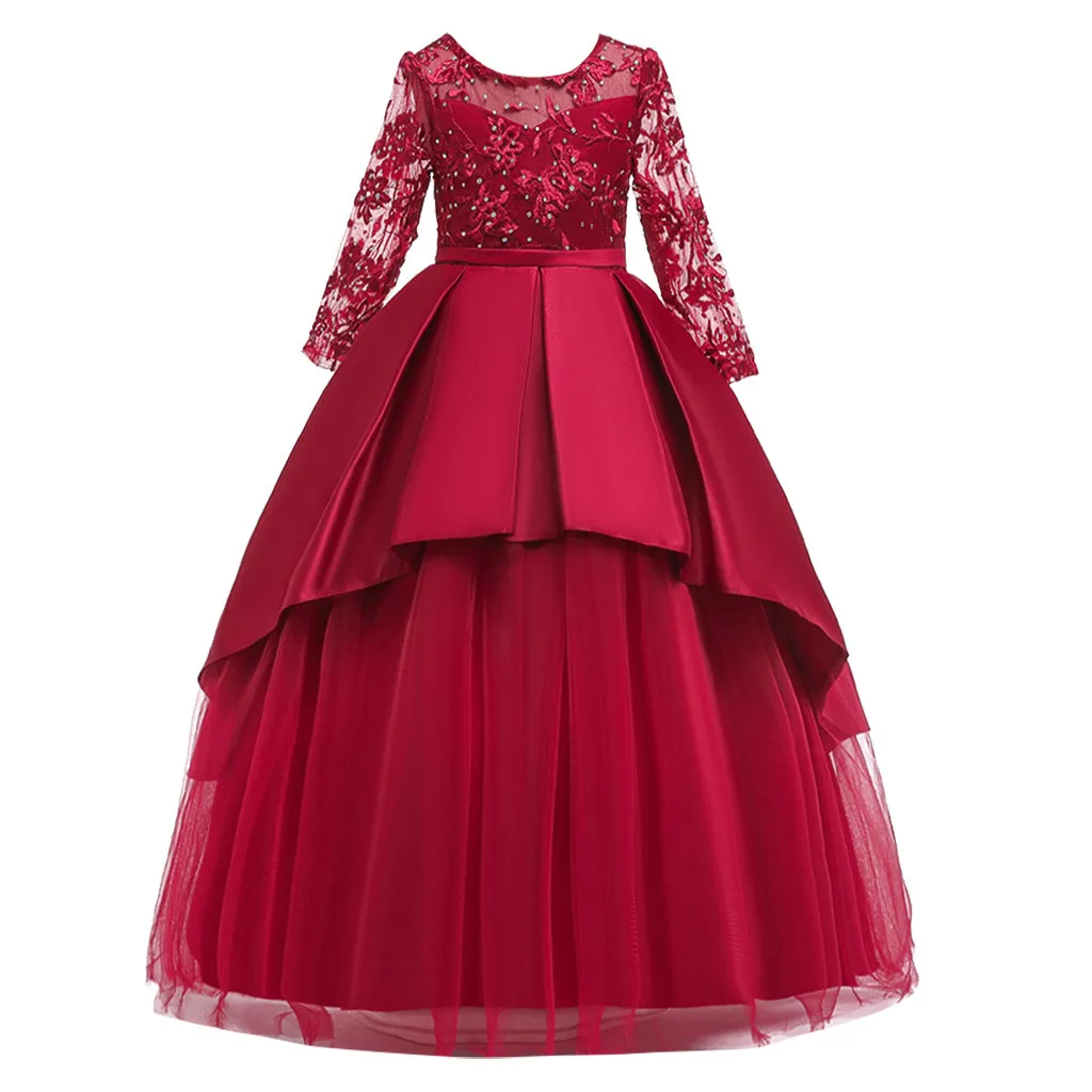 Детские платья для девочек; кружевное платье принцессы с бантом для свадебного торжества; вечерние платья с фатиновой юбкой; одежда принцессы с цветочным рисунком;#3