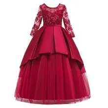 Детские платья для девочек; кружевное платье принцессы с бантом для свадебного торжества; вечерние платья с фатиновой юбкой; одежда принцессы с цветочным рисунком;#3