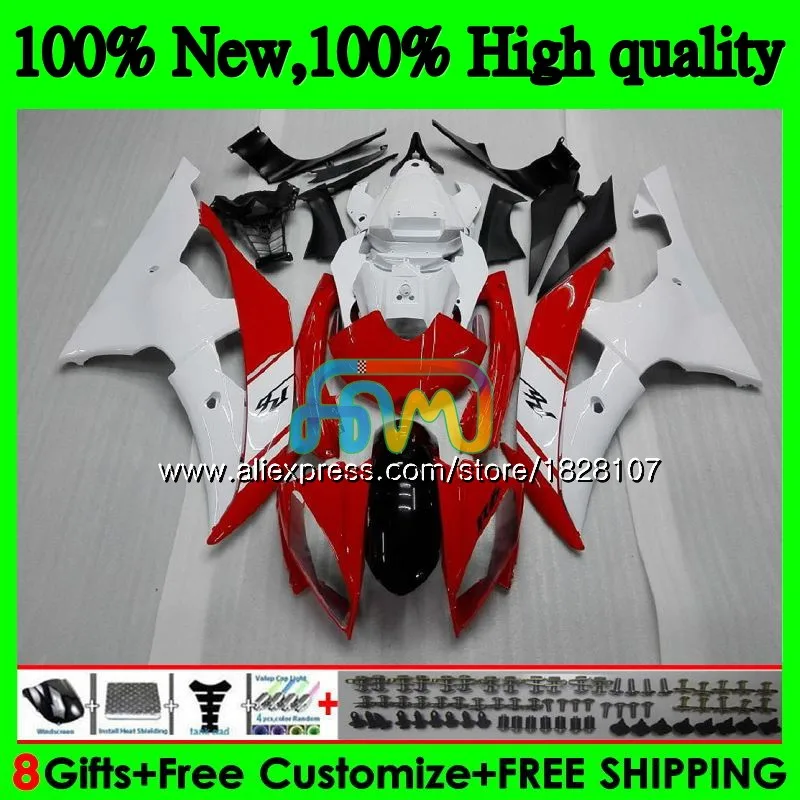 YZF-R6 для YAMAHA YZF600 YZF-600 YZFR6 08 09, 10, 11, 12, 63BS. 18 YZF 600 R 6 YZF R6 2008 2009 2010 Красный Белый ярко-2011 2012 обтекатели