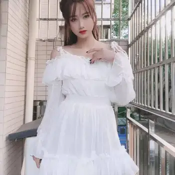 

New 8358 sweet off shoulder bubble sleeve high waist one piece pants for women